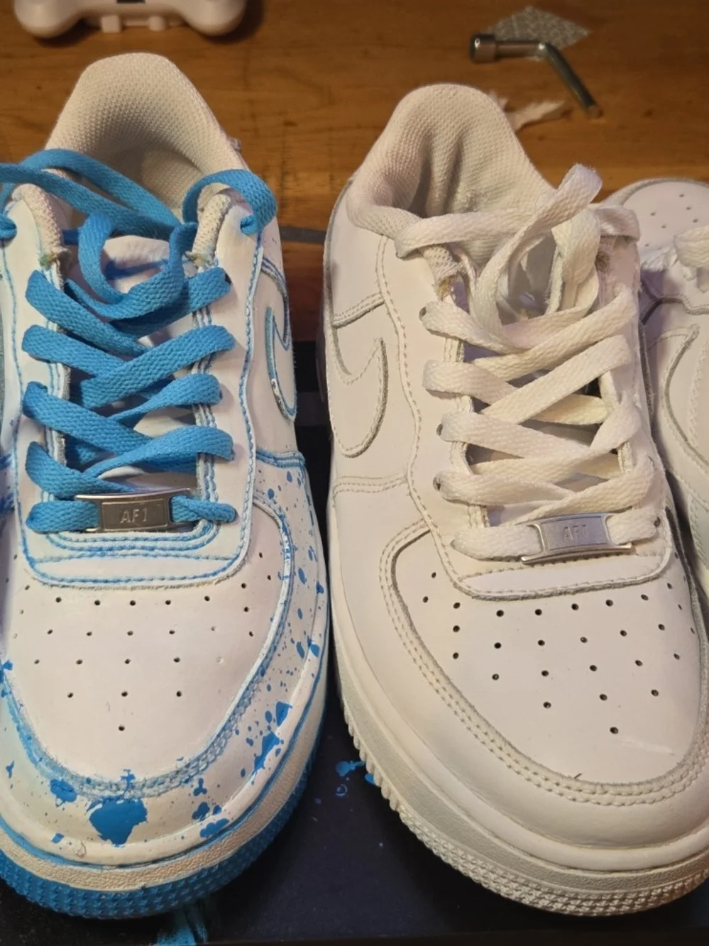 Nike Kids White Sneakers with Light Blue Accent Details